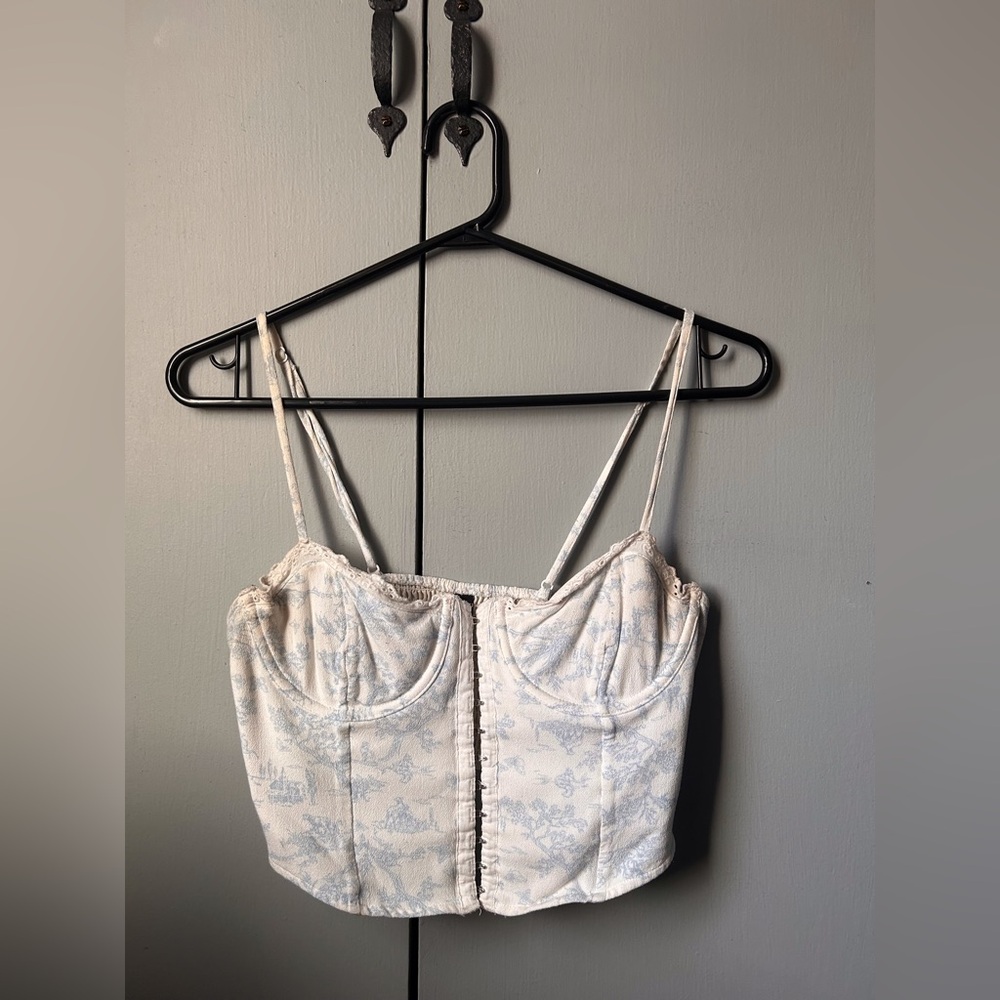 White and Blue Corset Top